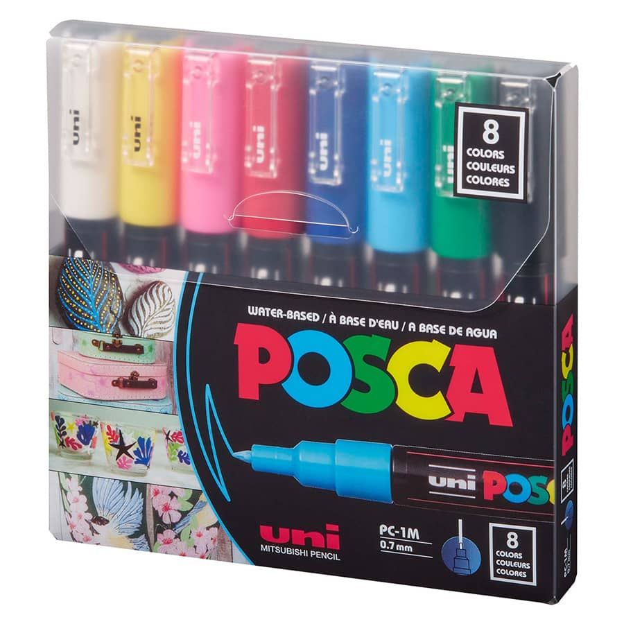 UNI-Ball POSCA Marker Pen PC-1M - Black - Pack of 3 PENS