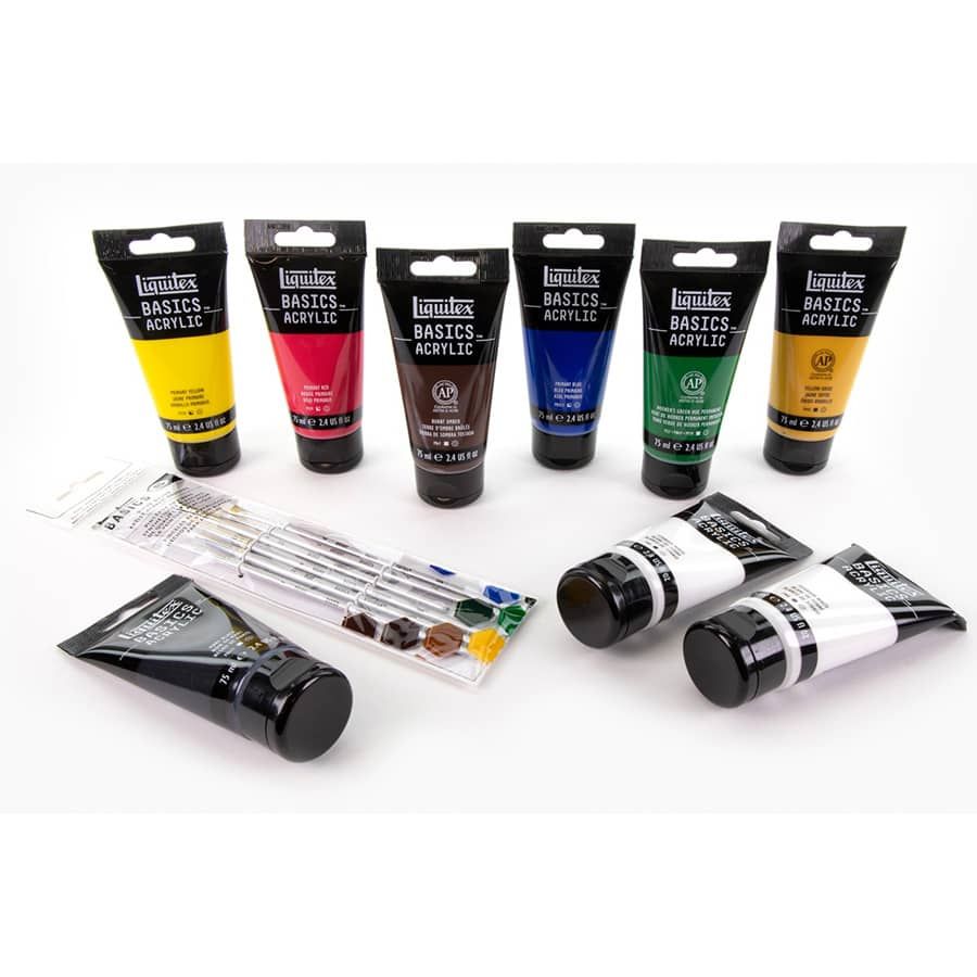 LIQUITEX BASICS ACRYLIC PAINT SET OF 12 X 22 ML TUBES ASSORTED COLOURS -  Artemiranda