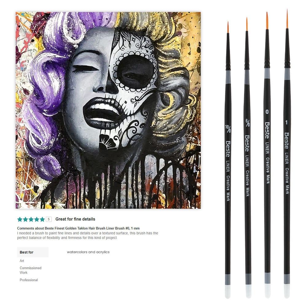 Beste Golden Taklon Hair Liner Brush 1, 11/2 mm Jerry's Artarama