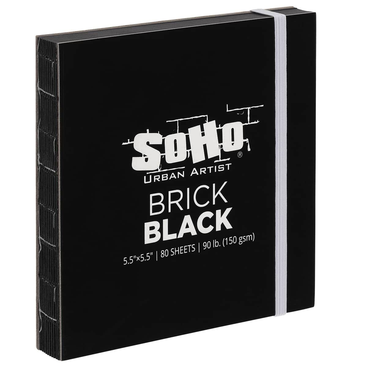 Soho Urban Artist Brick Sketchbook Journals for Sketching, Drawing, Colored Pencils, Graphite, and More - Black 5.5 inchx5.5 inch (150 gsm, 80 Sheets)
