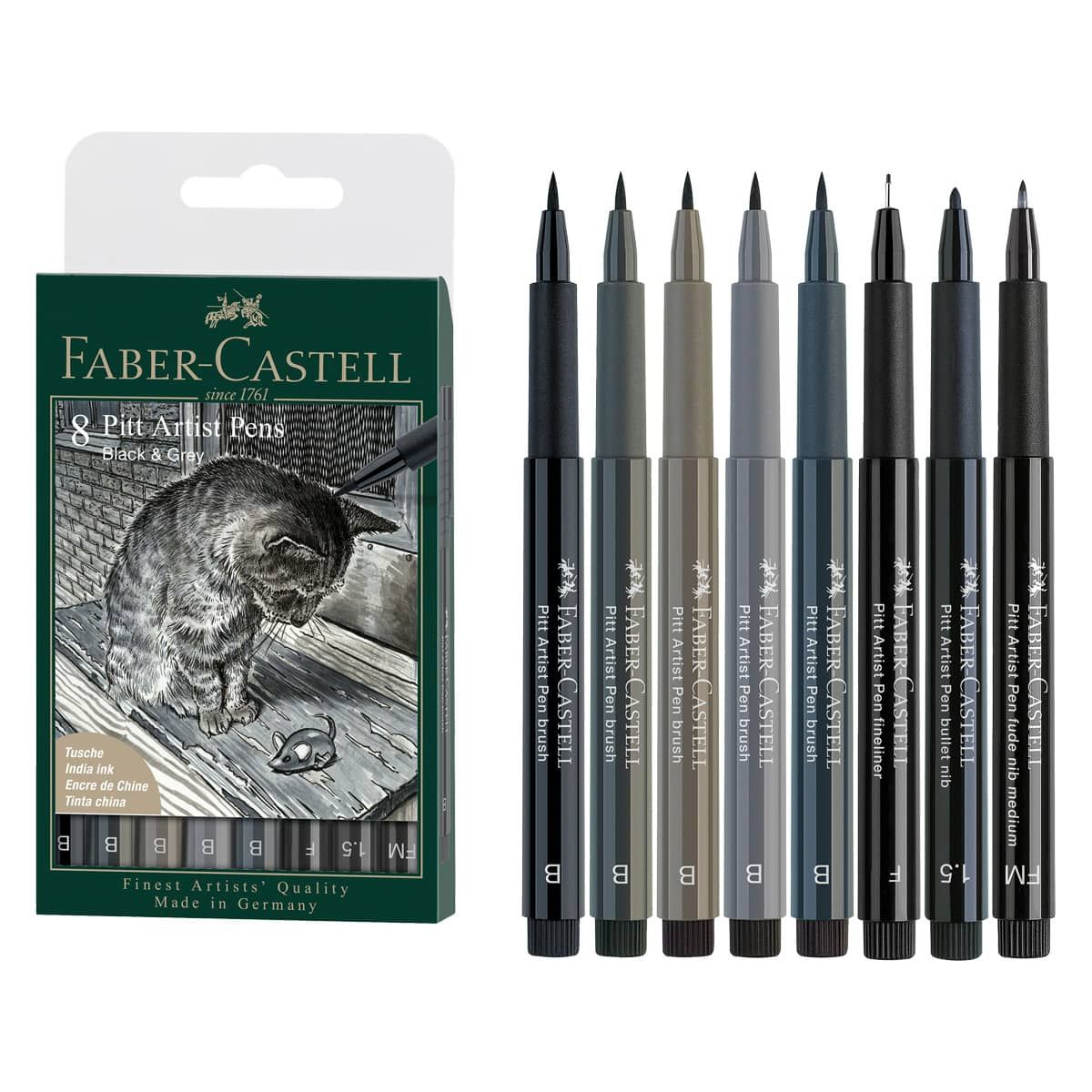 Faber-Castell Pitt Artist Pens - Black, Fineliner, Set of 4