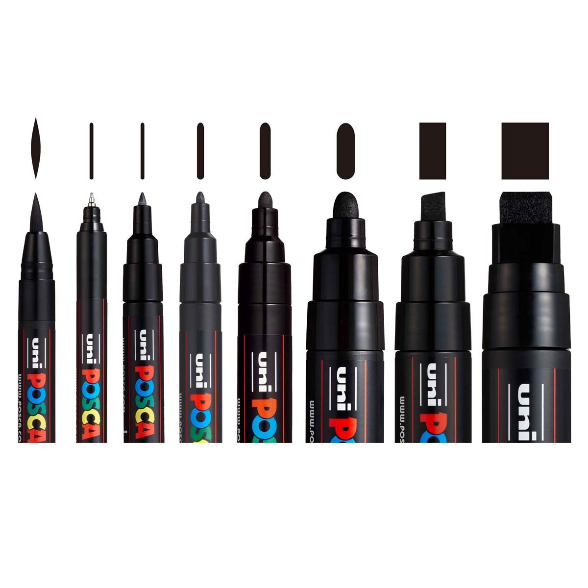 Posca Markers, Black Set of 8, Assorted Sizes