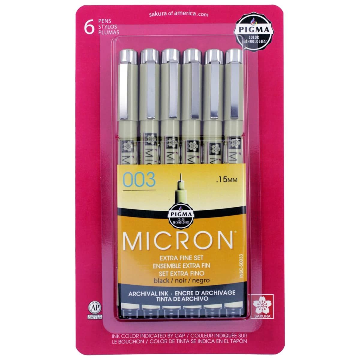 Sakura Micron 003 Pen 0.15mm Set Of 6 Black 