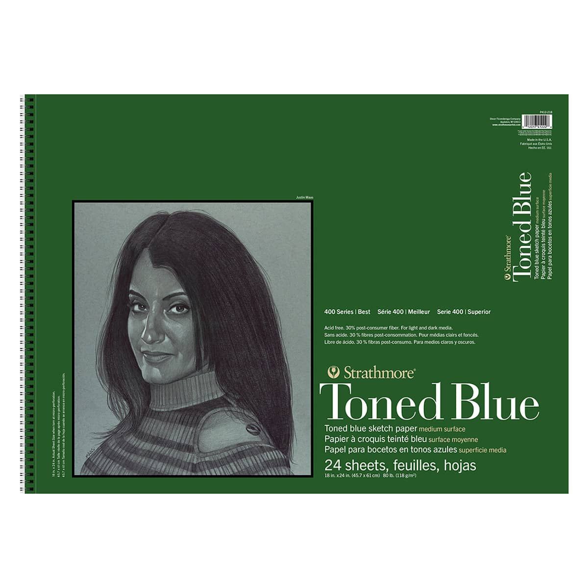 Strathmore Recycled Toned Sketch Pad 400 Series - 18"x24" Blue (24 Sheets)