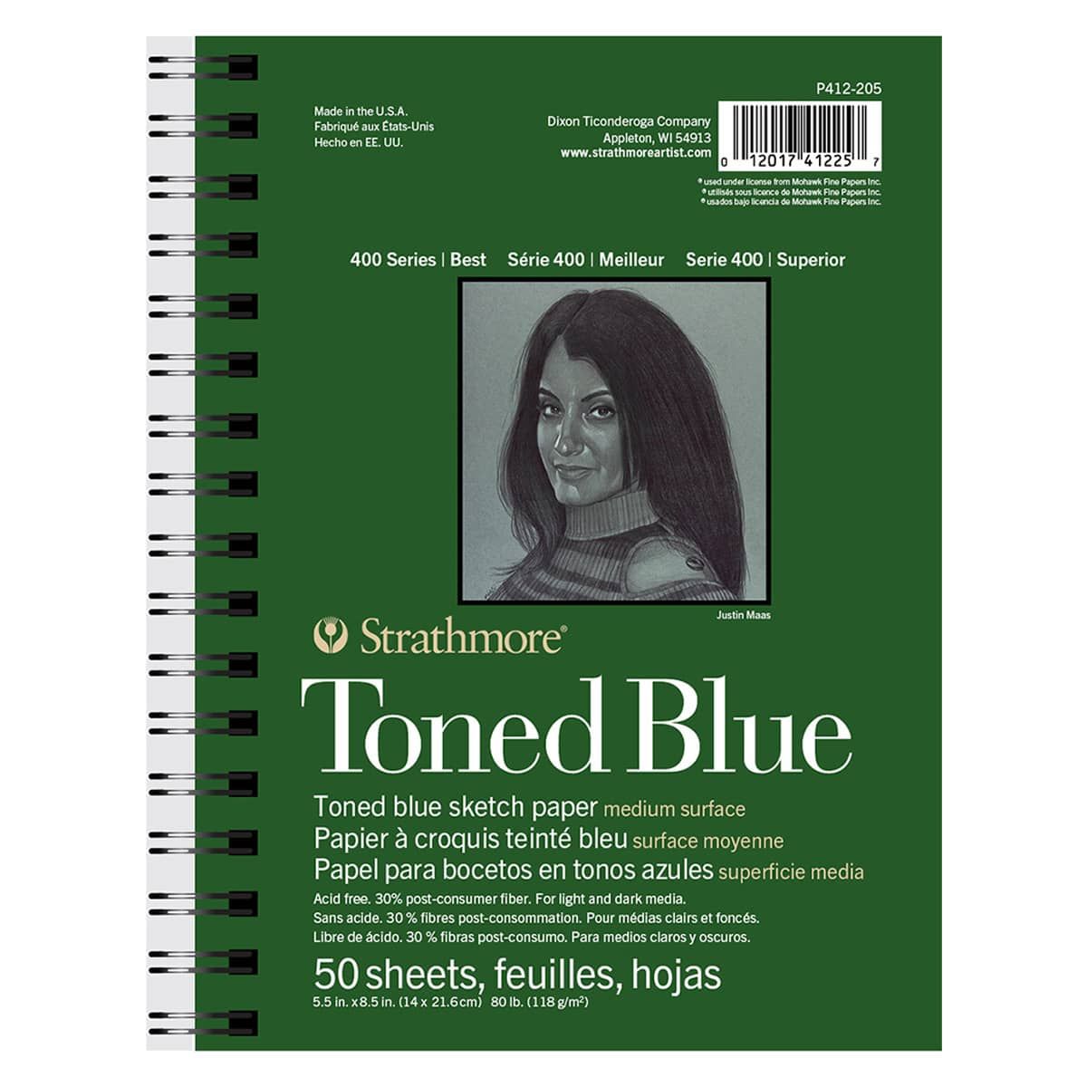 Strathmore Recycled Toned Sketch Pad 400 Series - 5.5x8.5 Blue (50 Sheets)