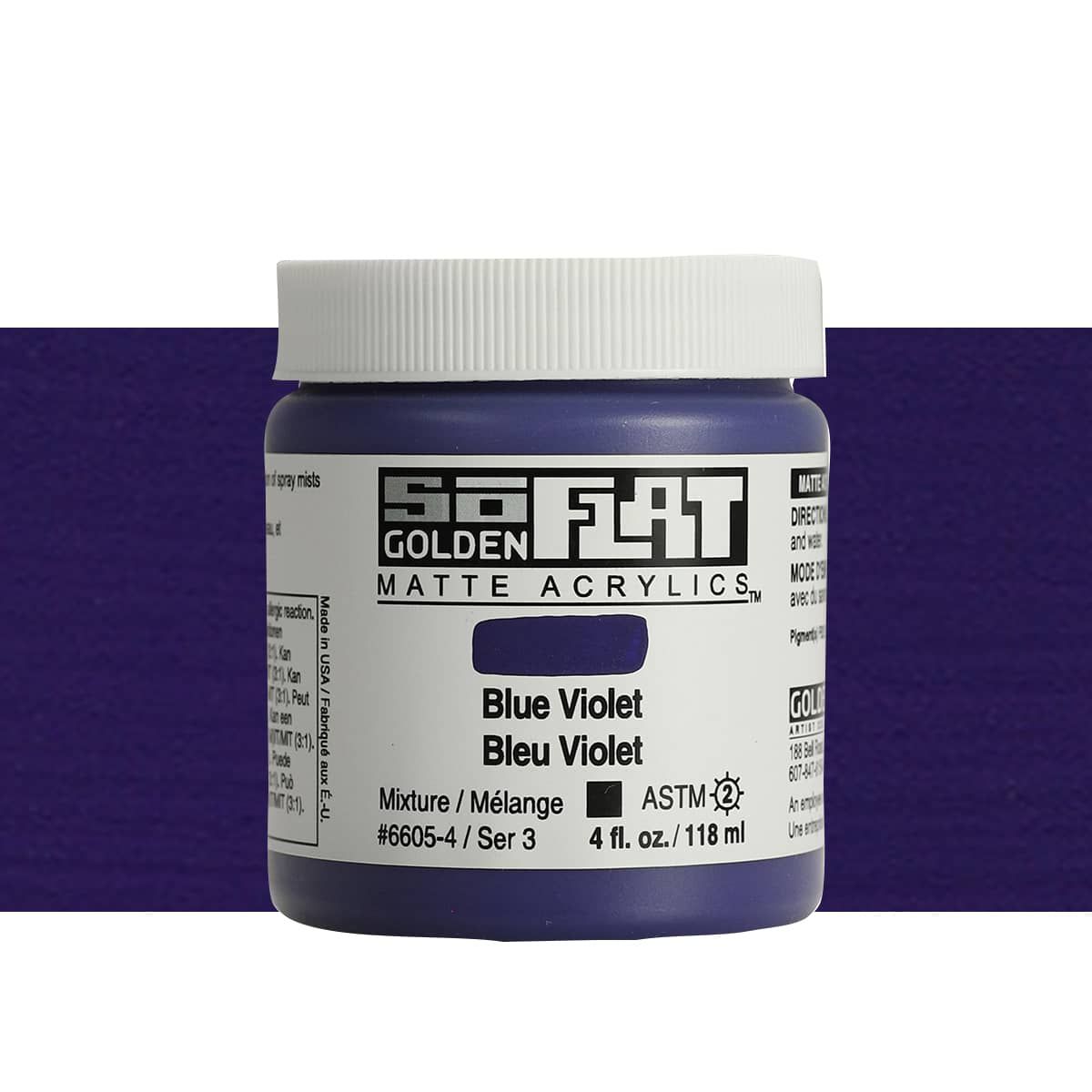 Golden SoFlat Matte Acrylic 4 oz Blue Violet