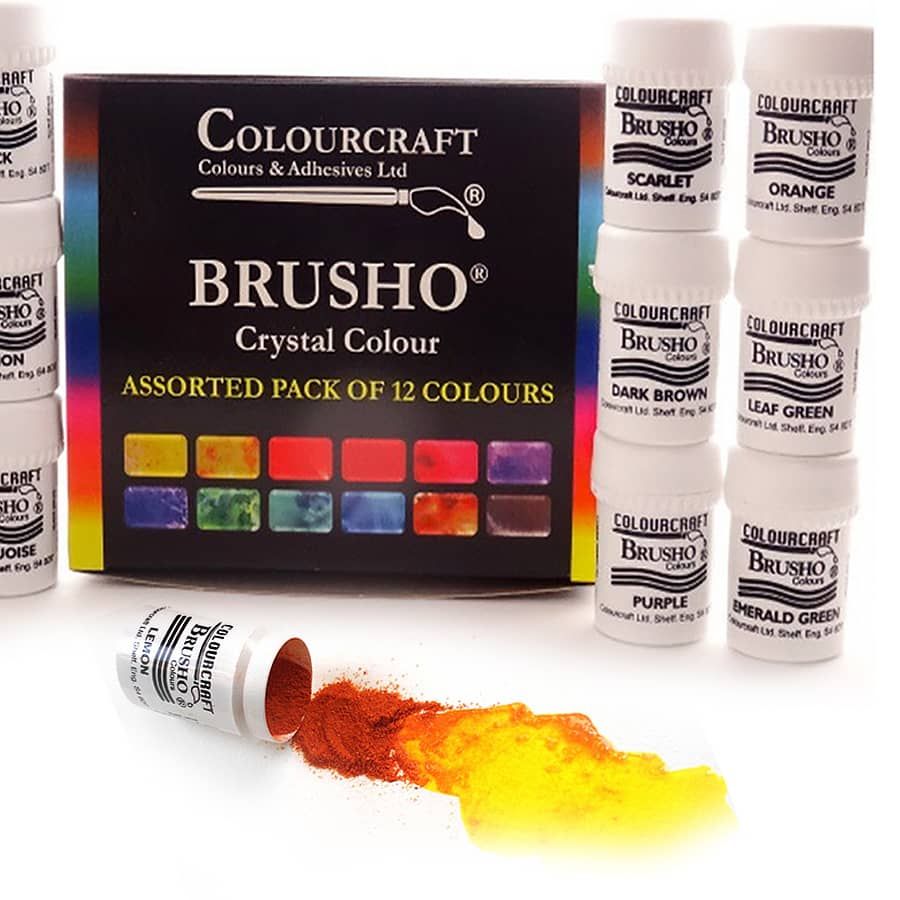 Brusho Crystal Watercolours Set of 24, Assorted Colors, 15 grams