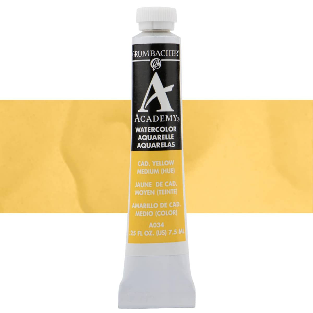Grumbacher Cadmium Yellow Medium Hue Academy Watercolor 7.5 ml Tube