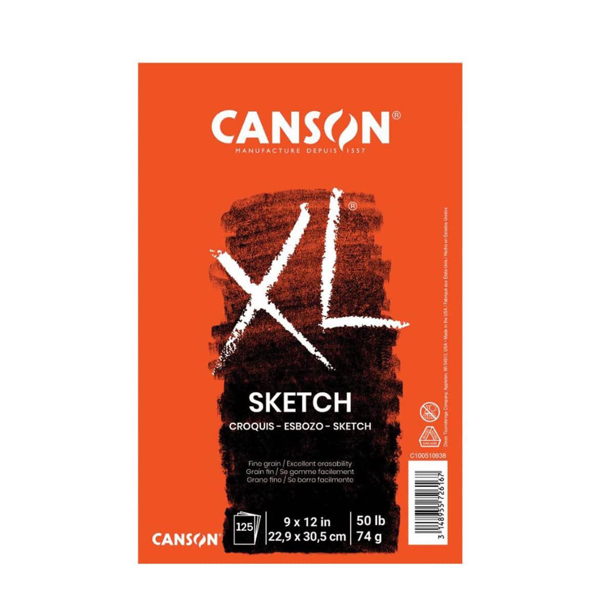 Canson Biggie Jumbo Sketch Pads Size 9 x 12 inch with 125 Sheets