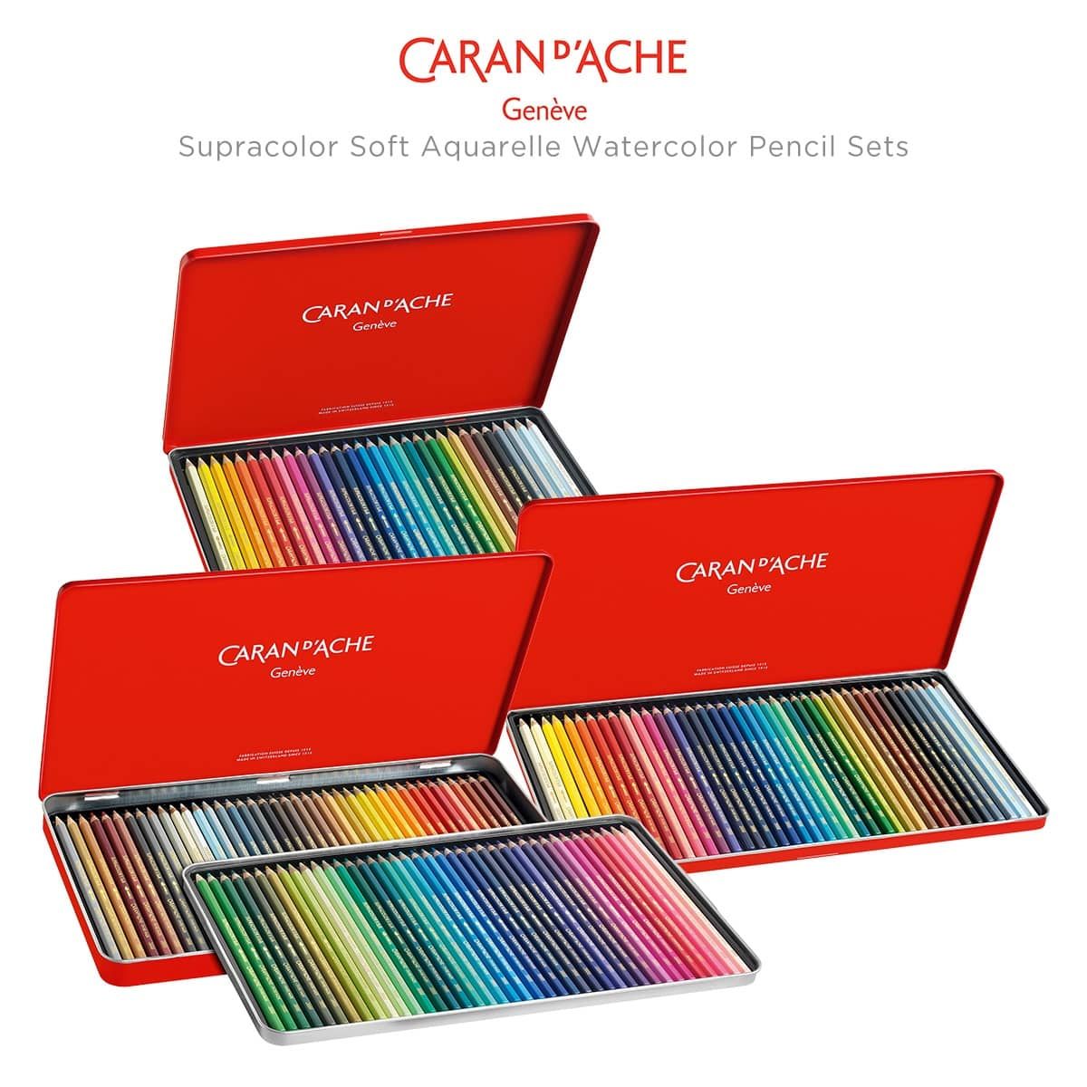 Caran D'Ache Supracolor Soft Aquarelle Watercolor Pencil Red Tin Sets