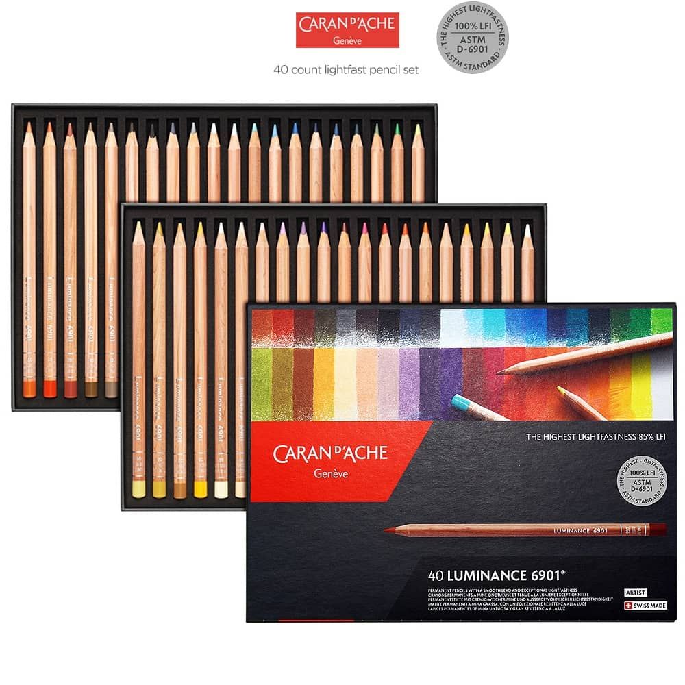 Caran d'Ache Luminance Lightfast Colored Pencils 6901 Set of 40