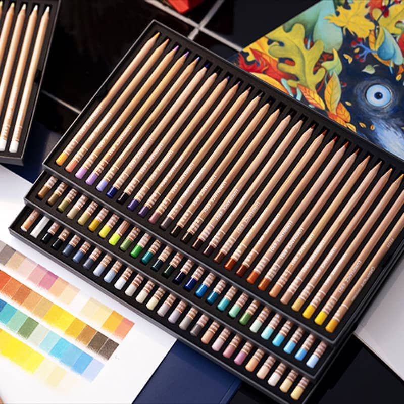 CREATIVE ART MATERIALS Caran D'ache Luminance Colored Pencil Sets Set of 80  Wood Box (6901.476)