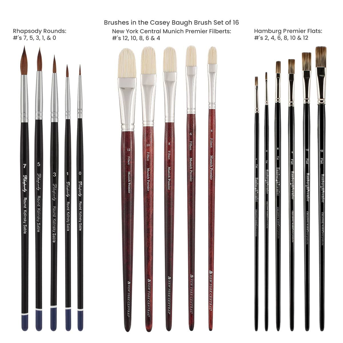 Casey Baugh Brush Set of 16 Mixed Brushes
