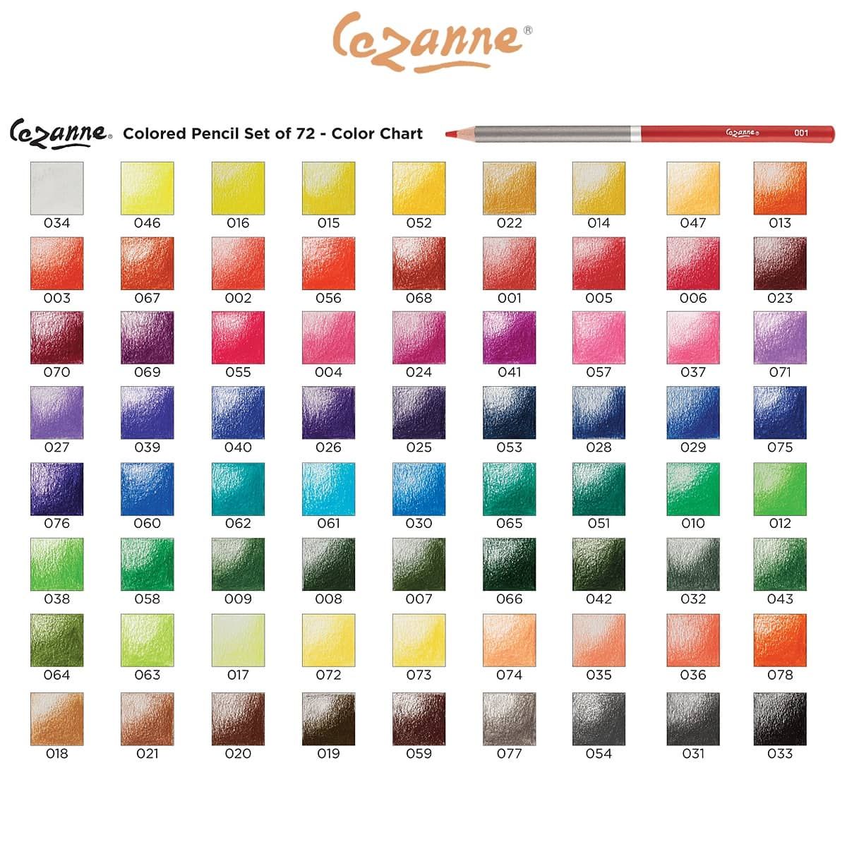 Color Chart, 72 Vibrant Colors