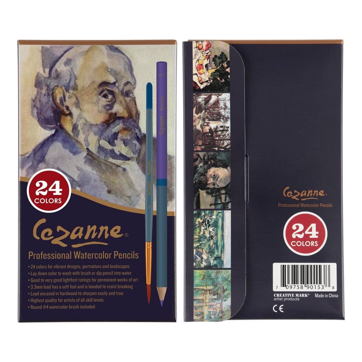 Cezanne Premium Watercolor Pencil Set, 24 Colors & Brush