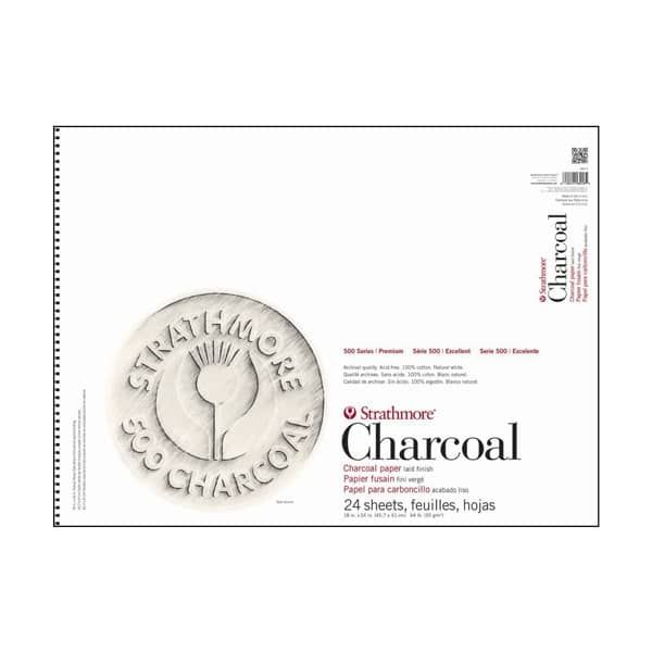 Strathmore 500 Series Charcoal Paper 24 Sheet Pad 12x18" - White