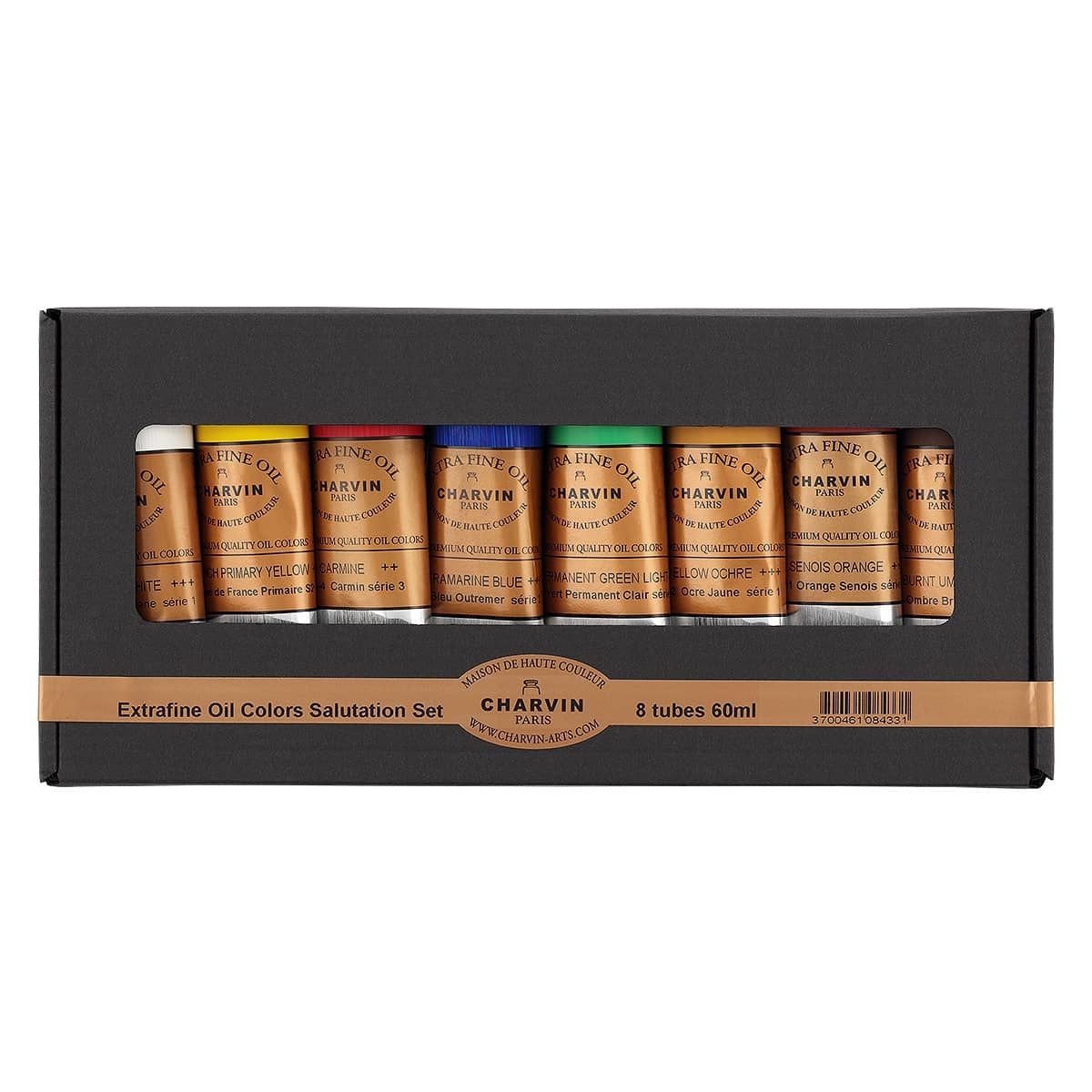 Charvin Professional Oil Paint Extra Fine Color, Salutation Set of 8 60ml  Tubes - Assorted Colors