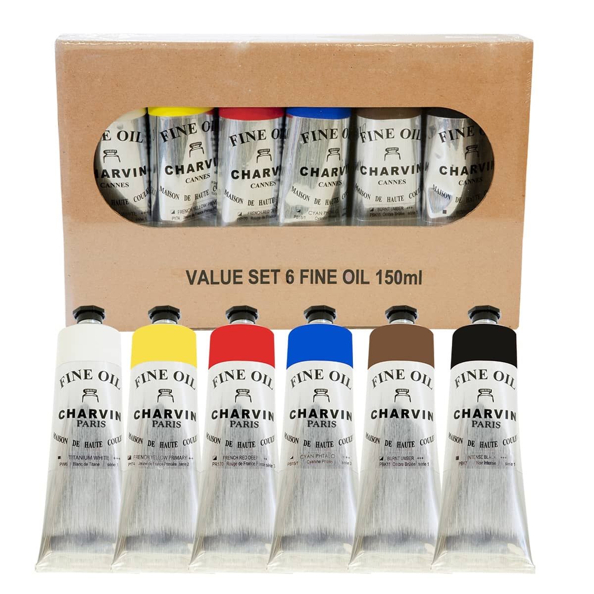 Charvin Fine Oil Colors Value Set of 6 150 ml Tubes