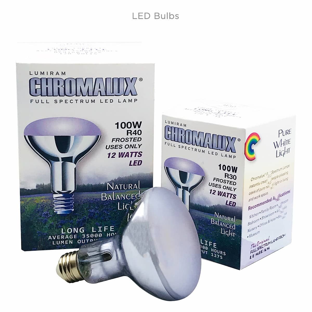 Chromalux LED R30 & R40 Reflector 12W Frosted Bulbs