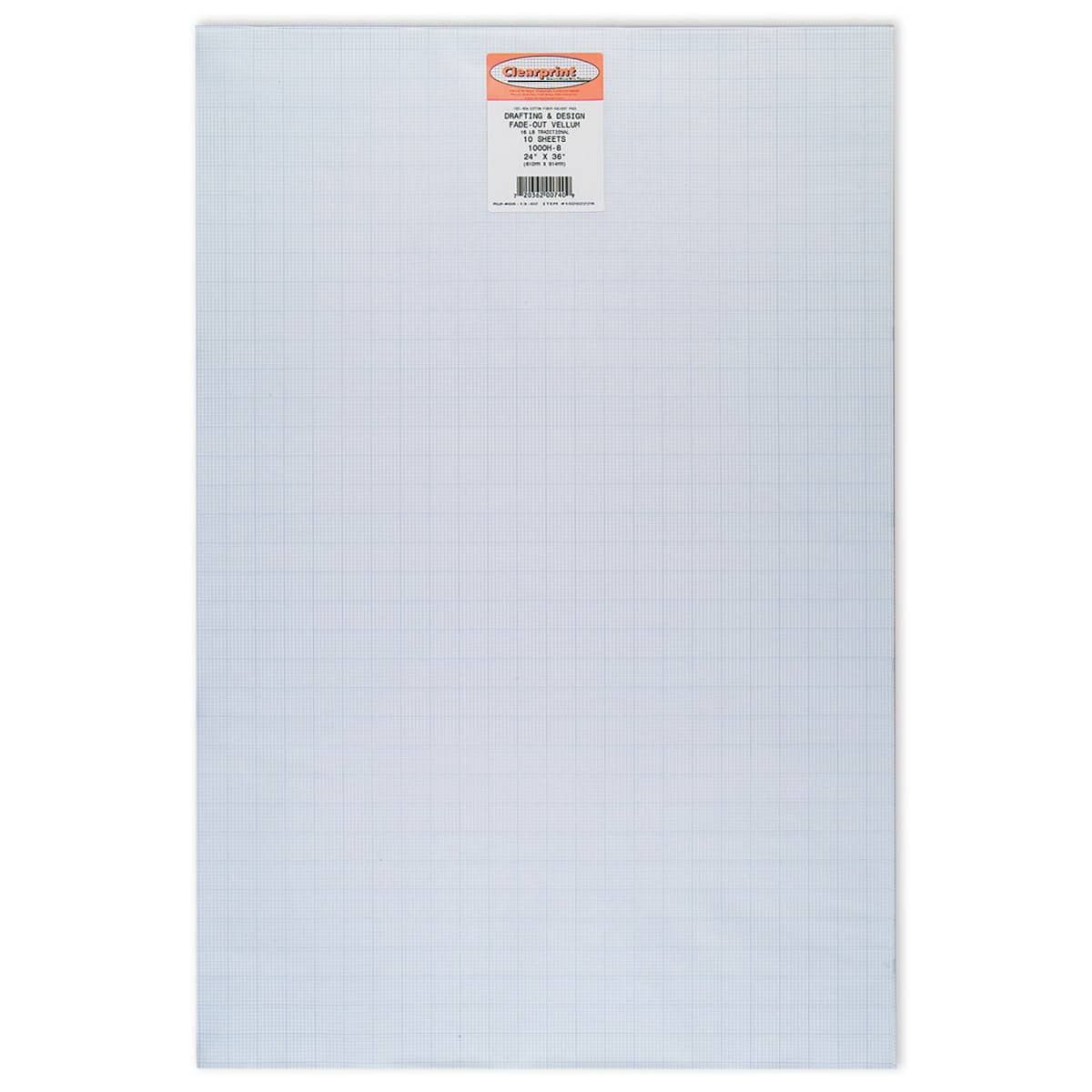 Clearprint 1000H Vellum Transparent 8" x 8" Grid Sheets 24 x 36" Jerry's Artarama