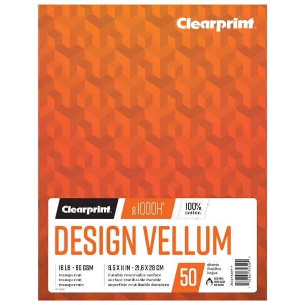 Clearprint 1000H Design Vellum Pads 16 lb 8-1/2" x 11" (50 Sheets)