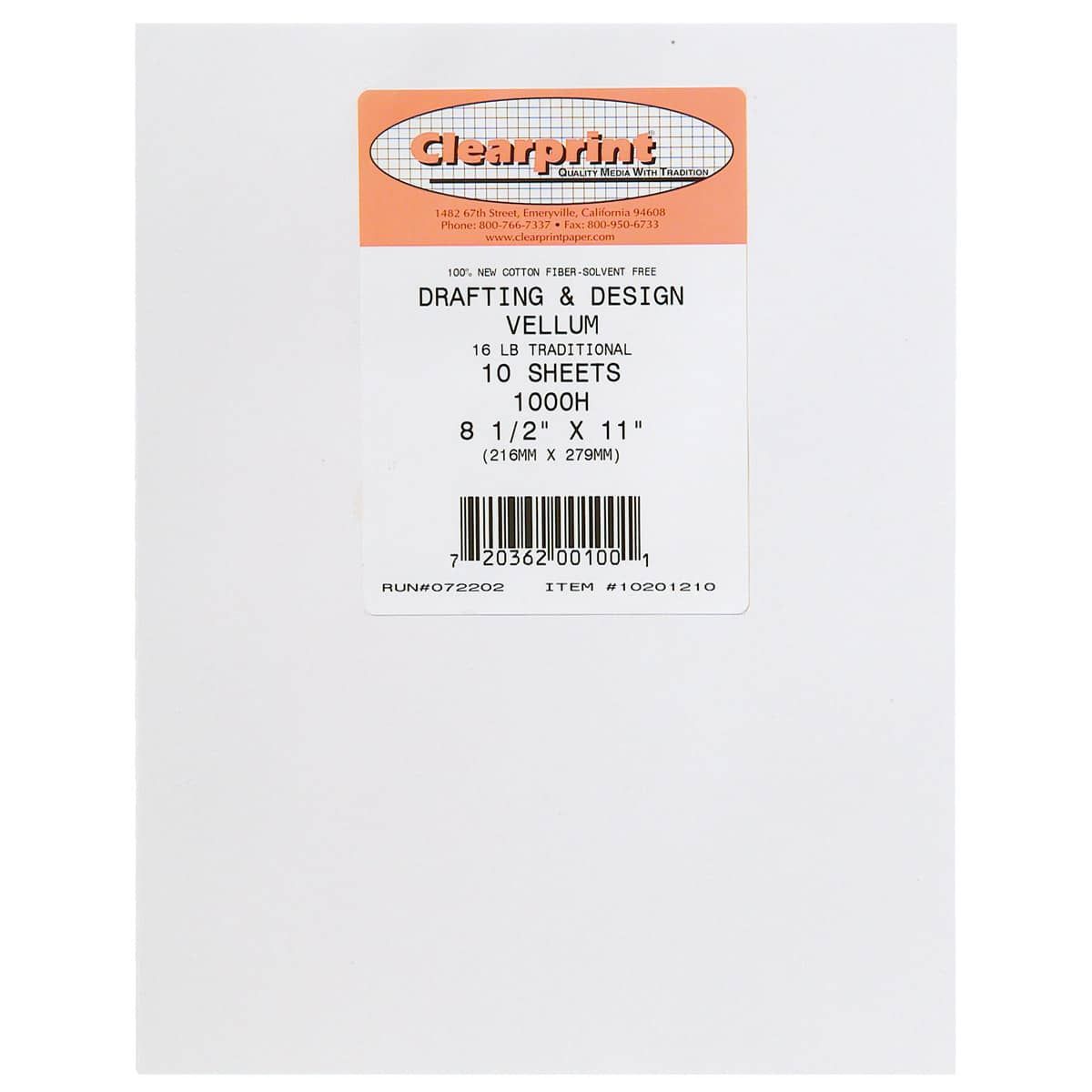 Clearprint 1000H Vellum 10 Sheet Pack Plain 8-1/2
