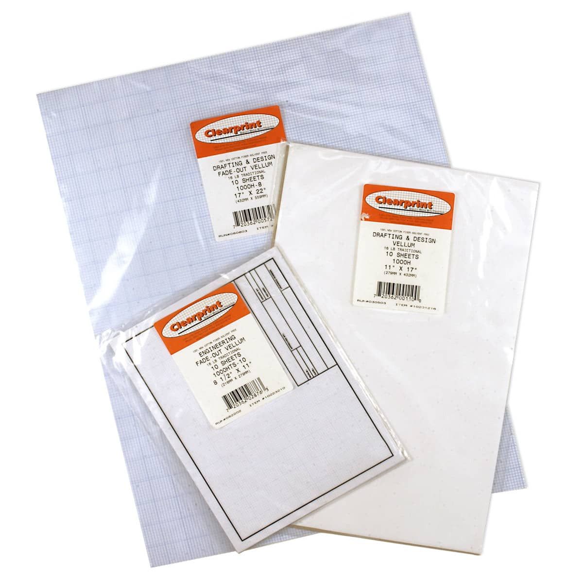 Clearprint 1000H Vellum Transparent Plain Sheets 11" x 17" Jerry's