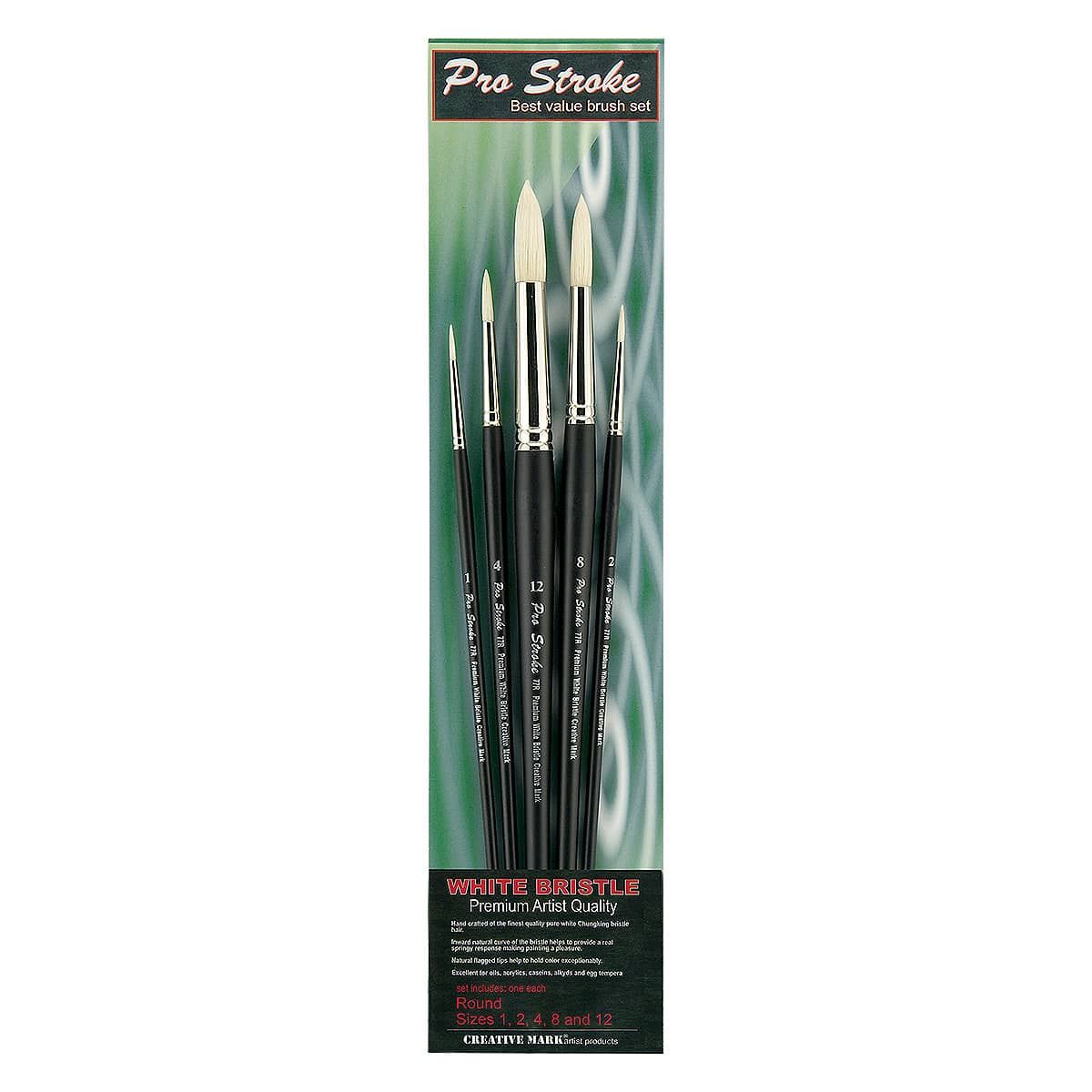 Creative Mark Pro-Stroke Premium White Brush Round Brush (Set of 5)