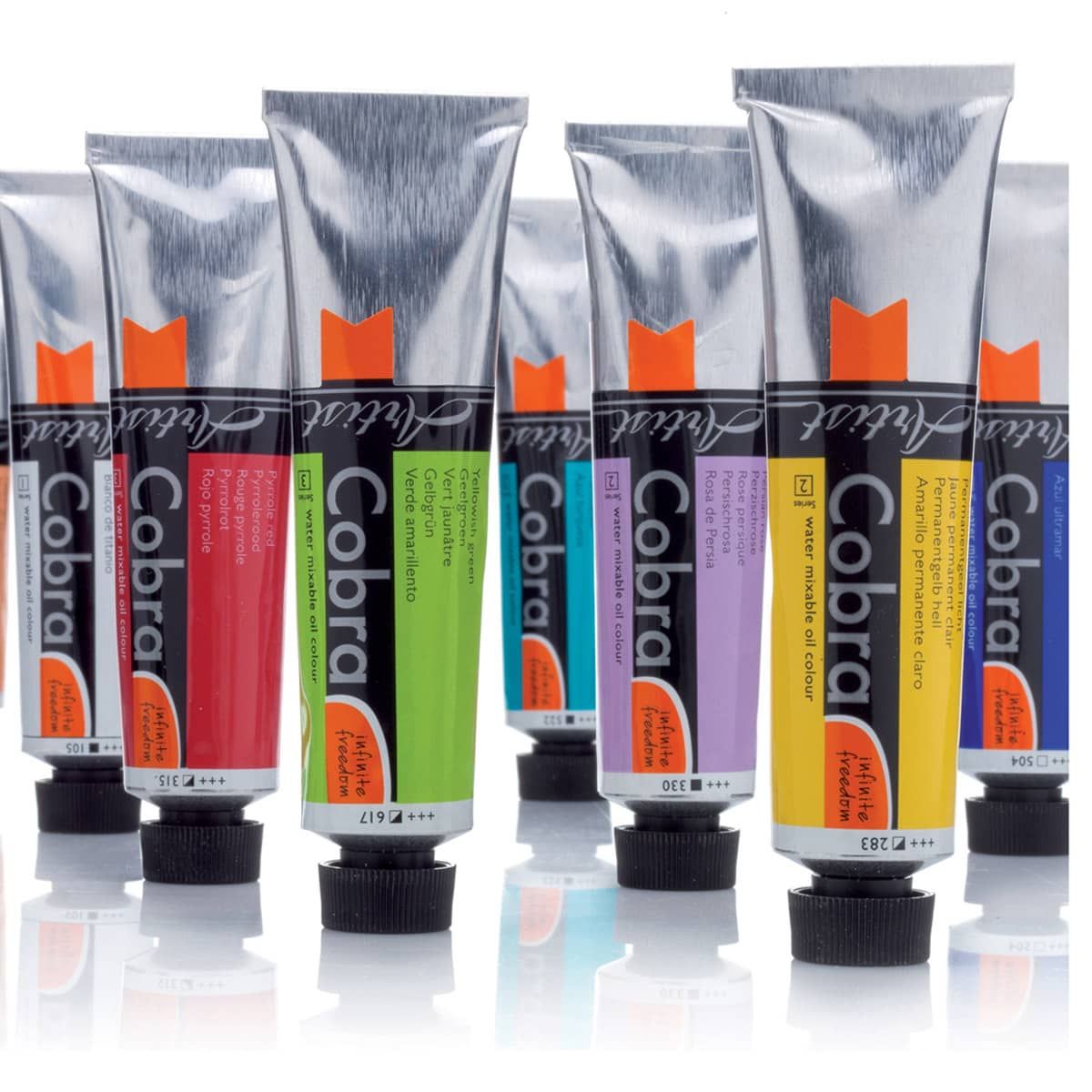 70 vivid colors available for Cobra Water-Mixable Oils