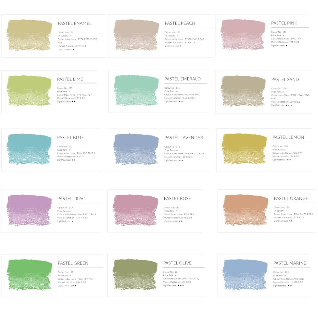 Turner Acryl Gouache Pastel Colors Color Chart