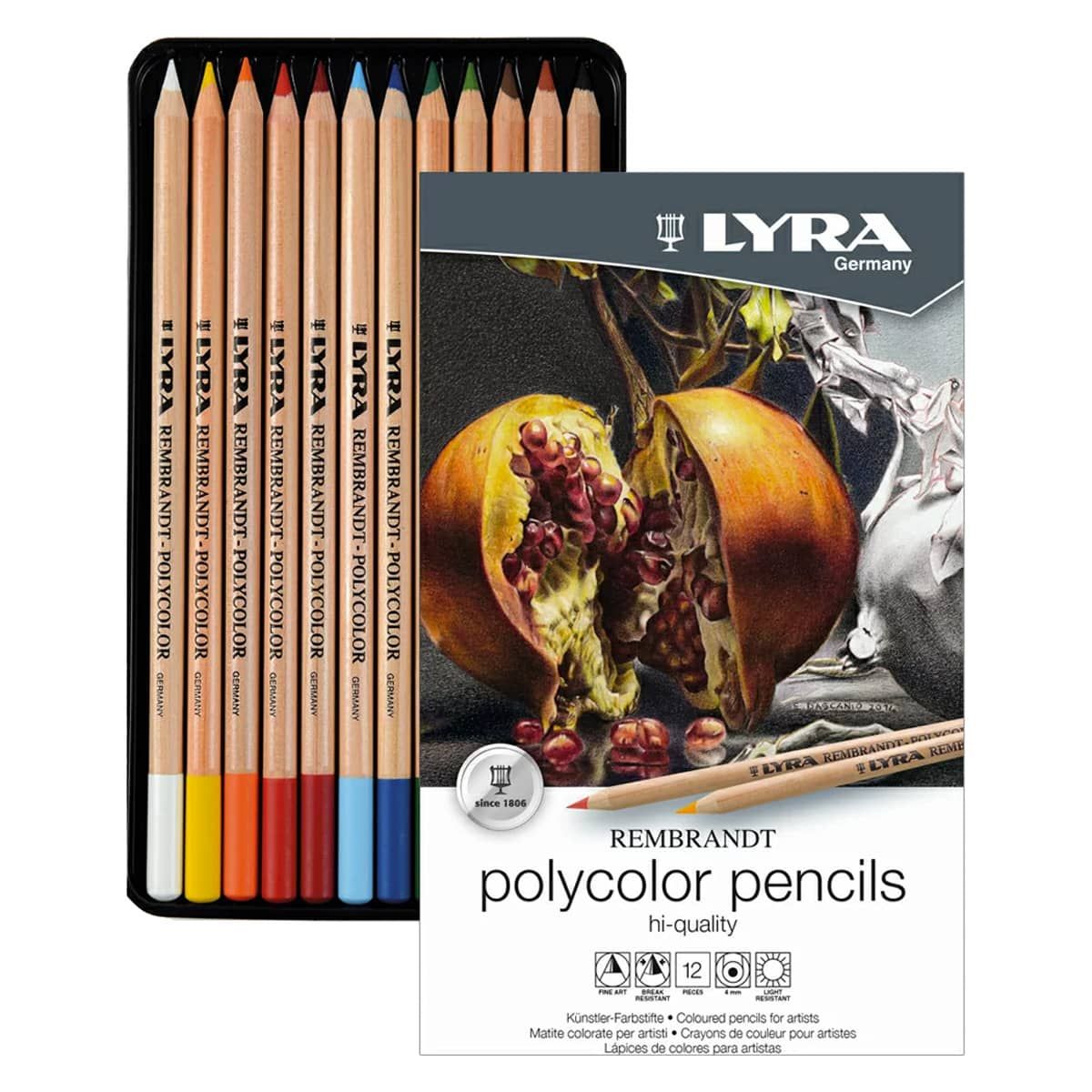 Lyra Rembrandt Polycolor Colored Pencil Tin Set 12 Piece