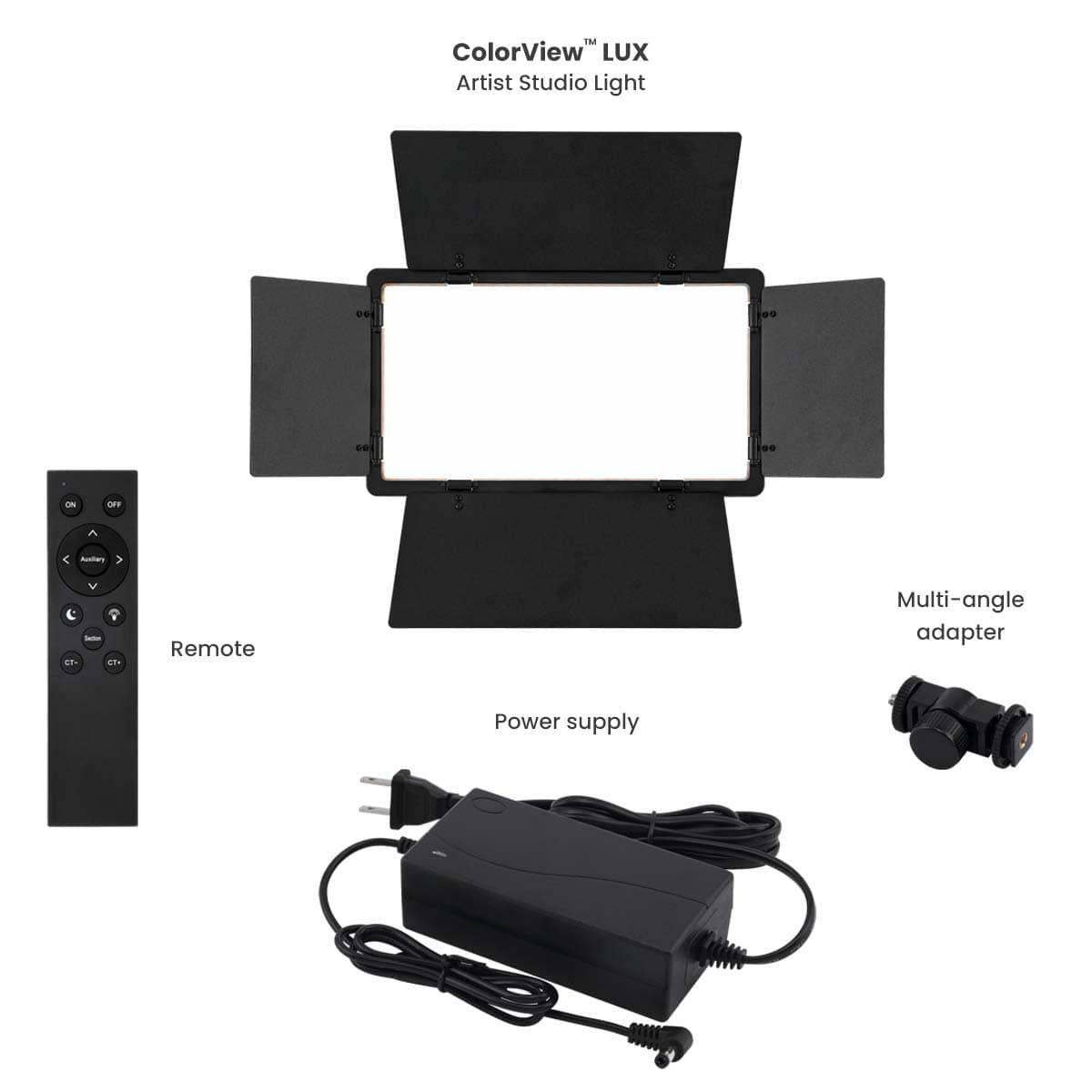 ColorView Lux studio light with remote control and power supply