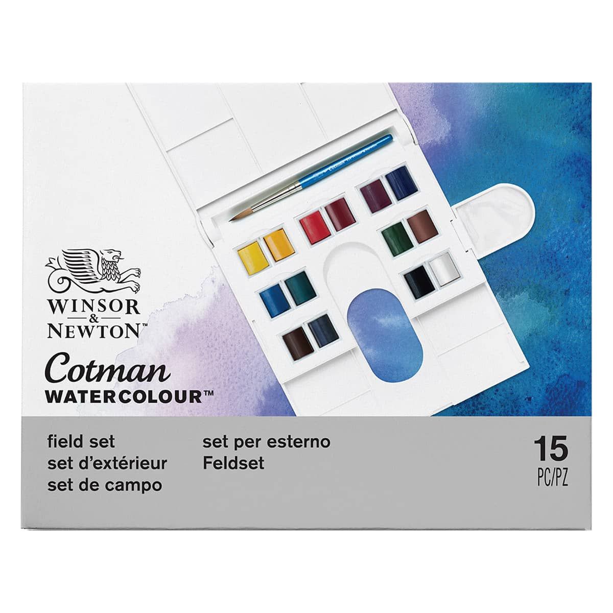Winsor & Newton Cotman Watercolor - Compact Set of 14, Half Pans 