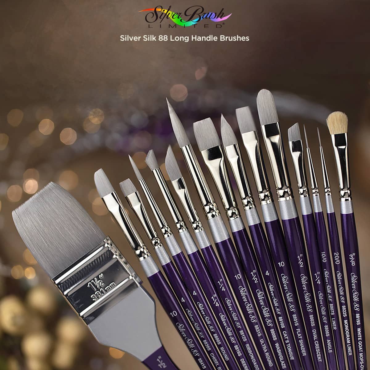 Silver Silk 88 Synthetic Short Handle Brushes - Silver Brush
