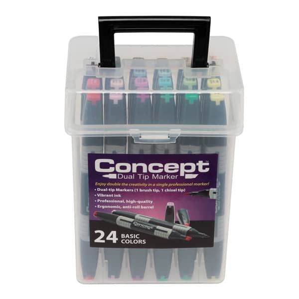 Dual Tip Art Markers Set of 24 Basic Colors