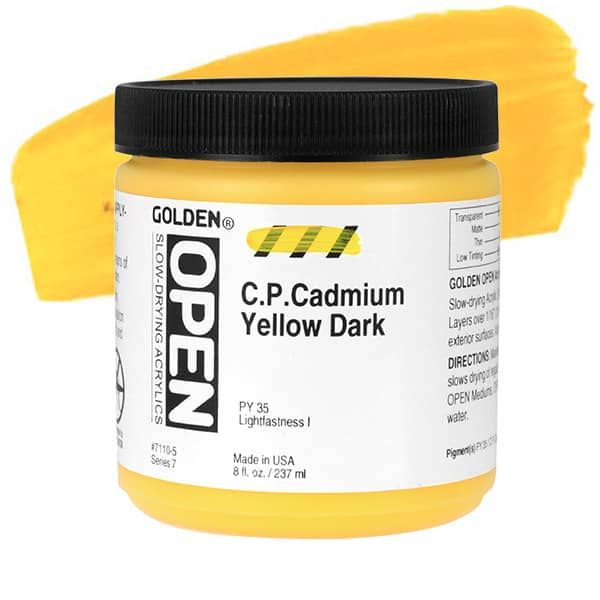 GOLDEN Open Acrylic Paints C.P. Cadmium Yellow Dark 8 oz Jerry's Artarama