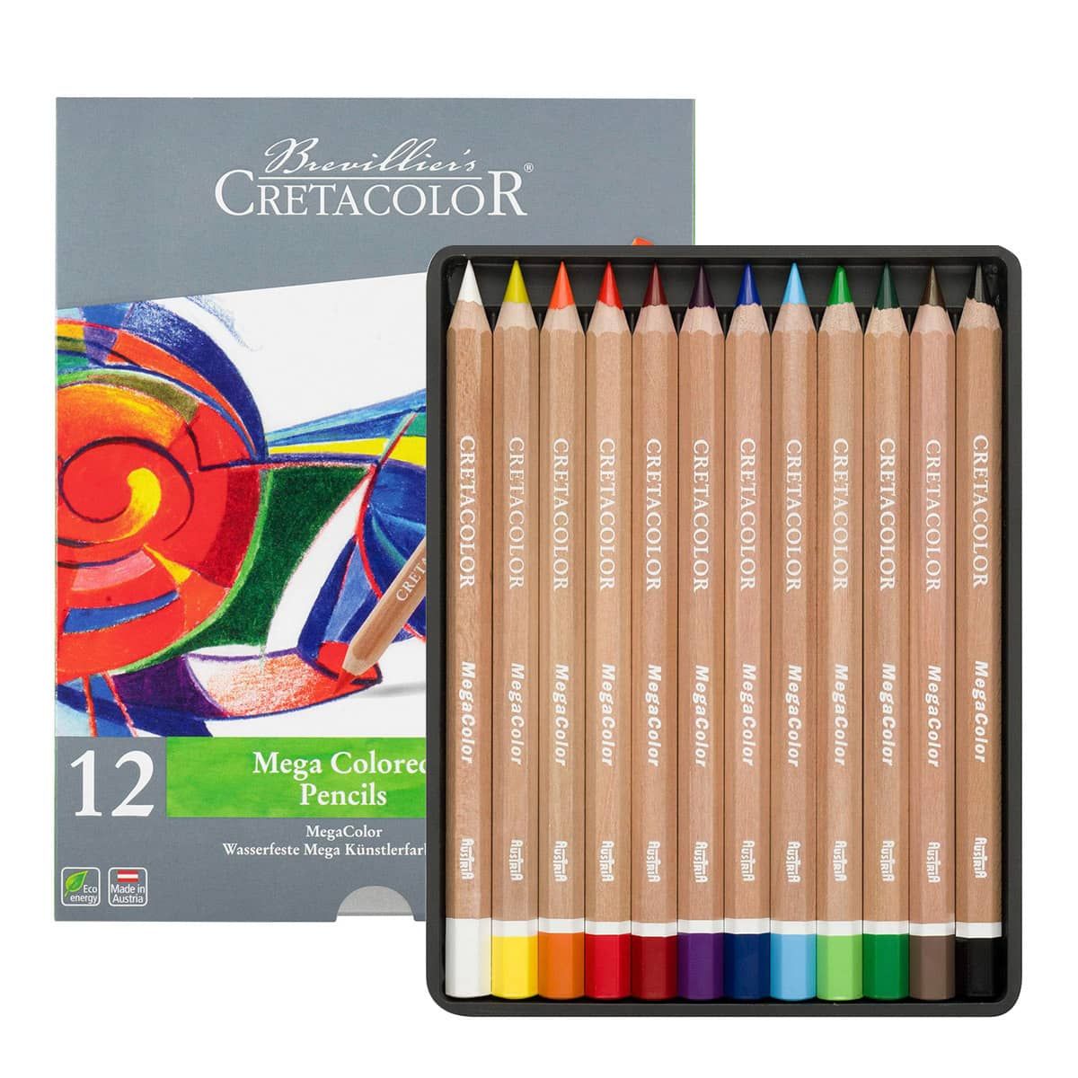 Cretacolor Mega Colored Pencil Tin Set of 12