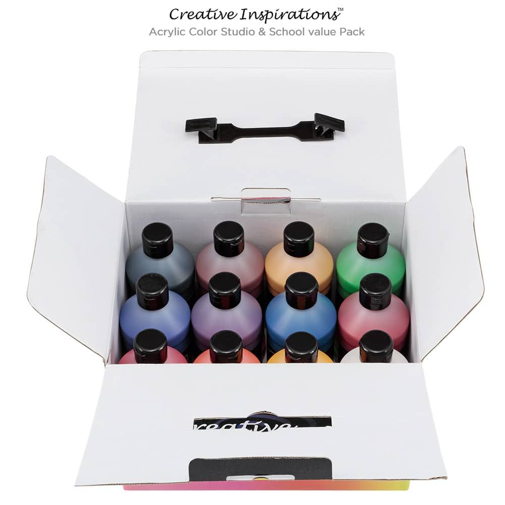 Creative Inspirations Acrylic Paint Value Box Set of 12, 16oz Bottles