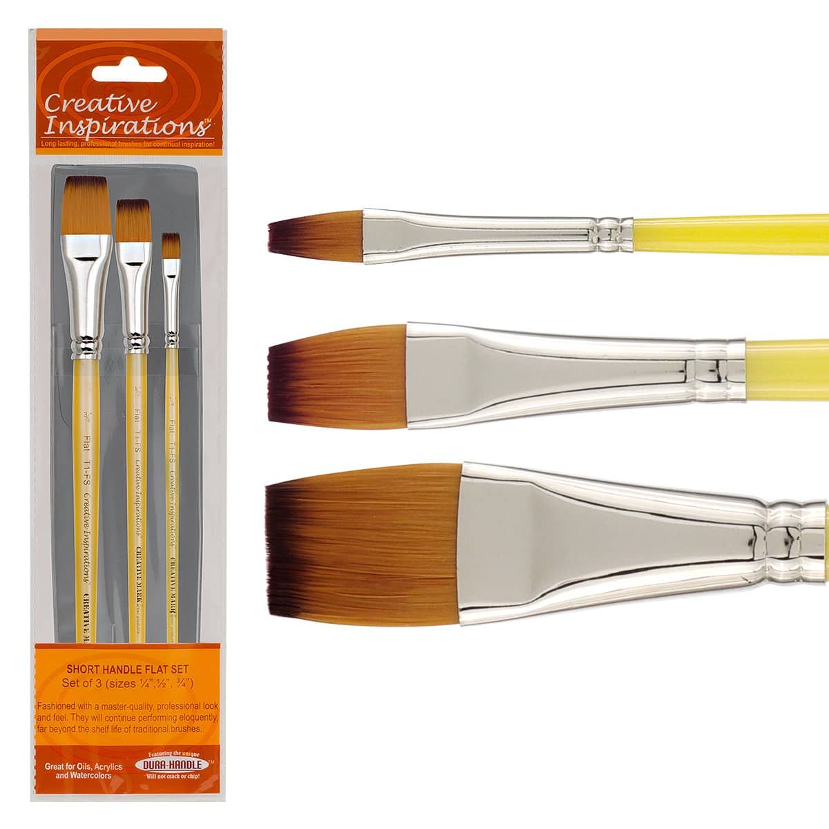 Dura-Handle™ Brushes Short Handle Flat Set (Set of 3)