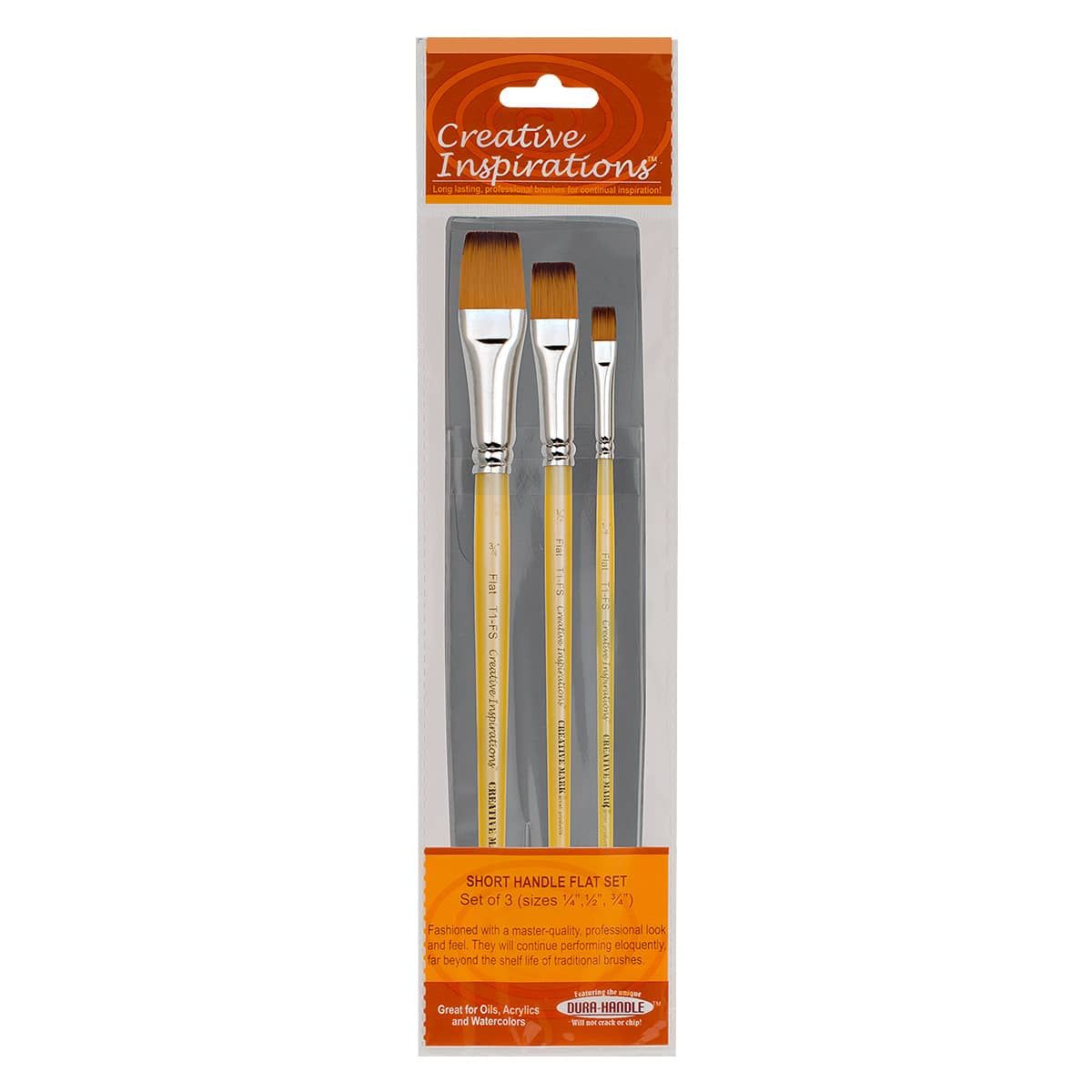 Creative Inspirations Dura-Handle™ Brushes Short Handle Flat Set (Set of 3)