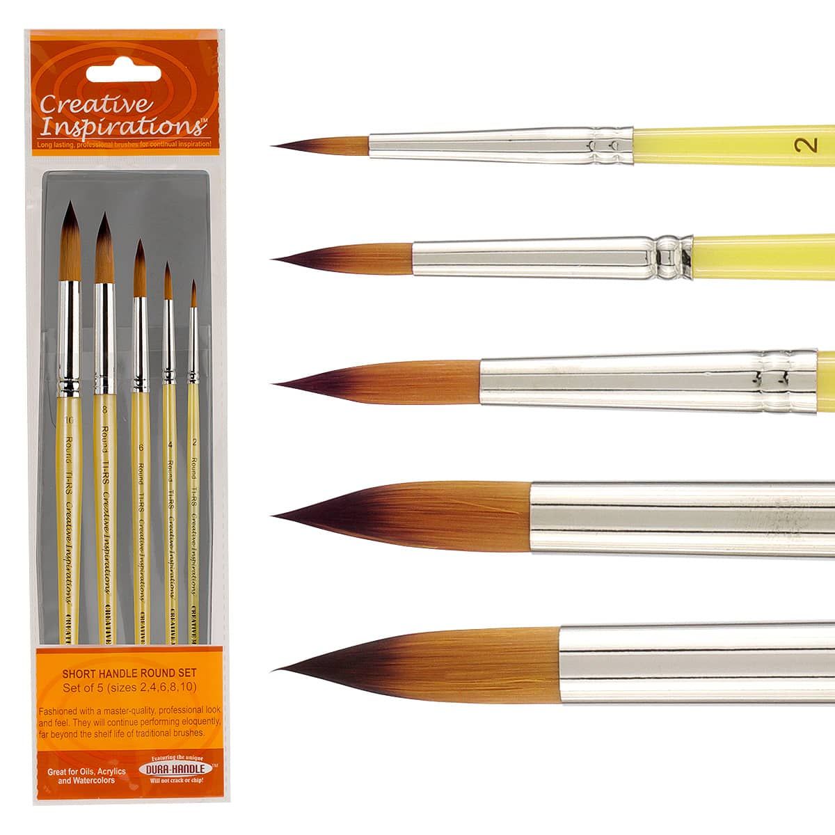 Creative Inspirations Dura-Handle™ Brushes Short Handle Round Set (Set of 5)