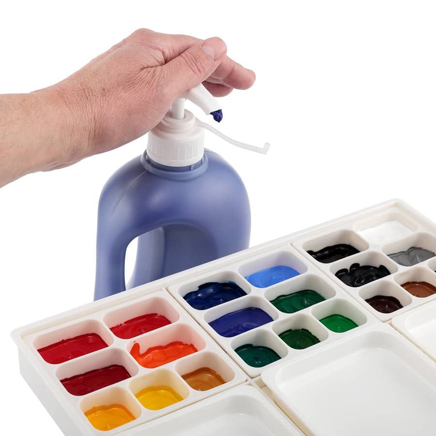 Dispenses about 1oz. of paint at a time