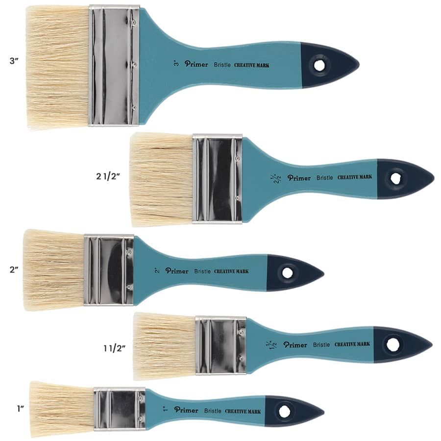 Sizes: 1", 1.5", 2", 2.5" and 3" wide primer brushes