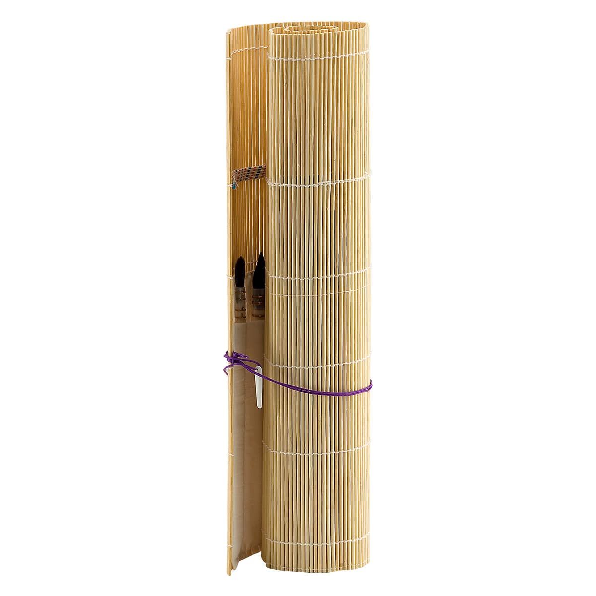 Bamboo roll-up brush holder
