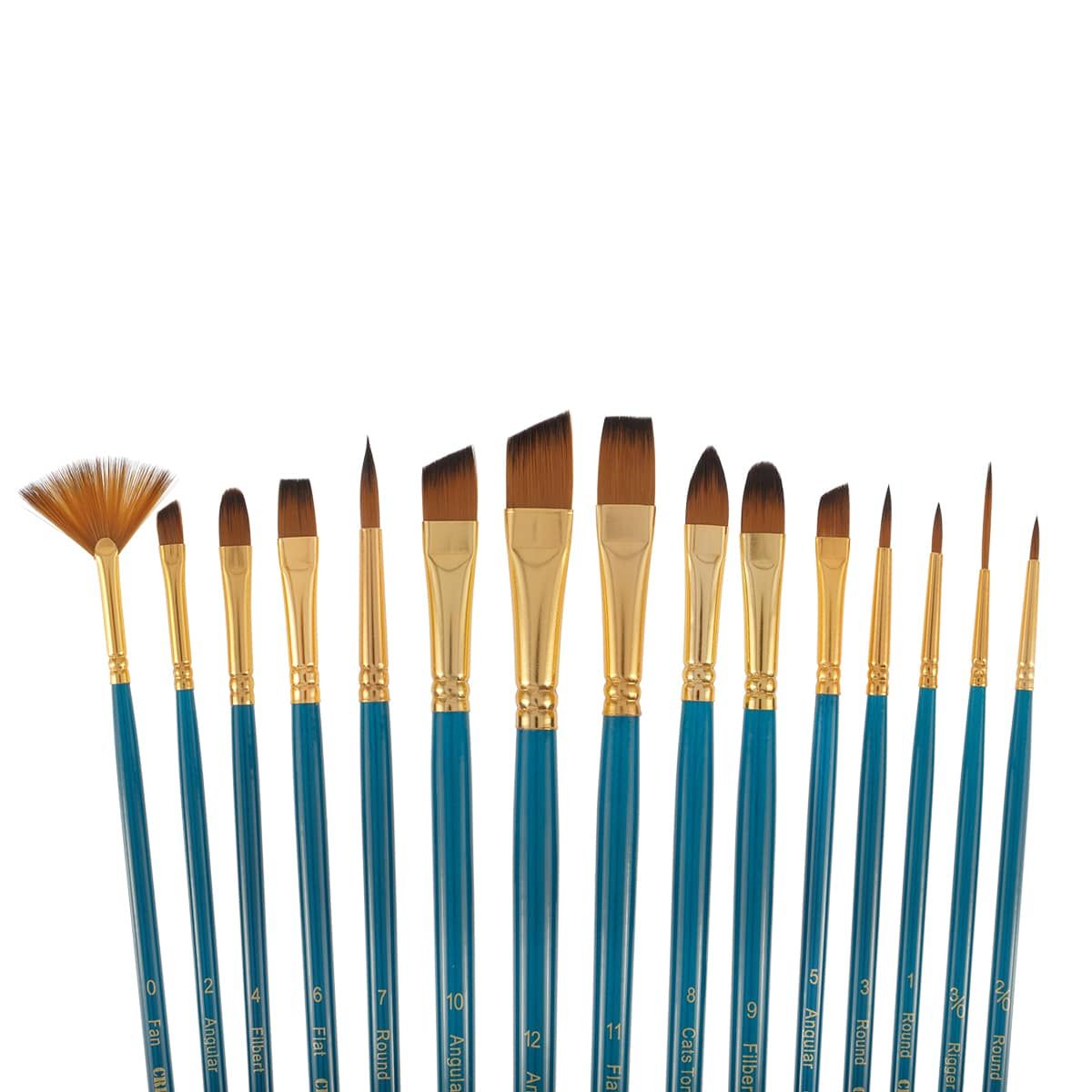 An assortment of 15 brushes for all types of media