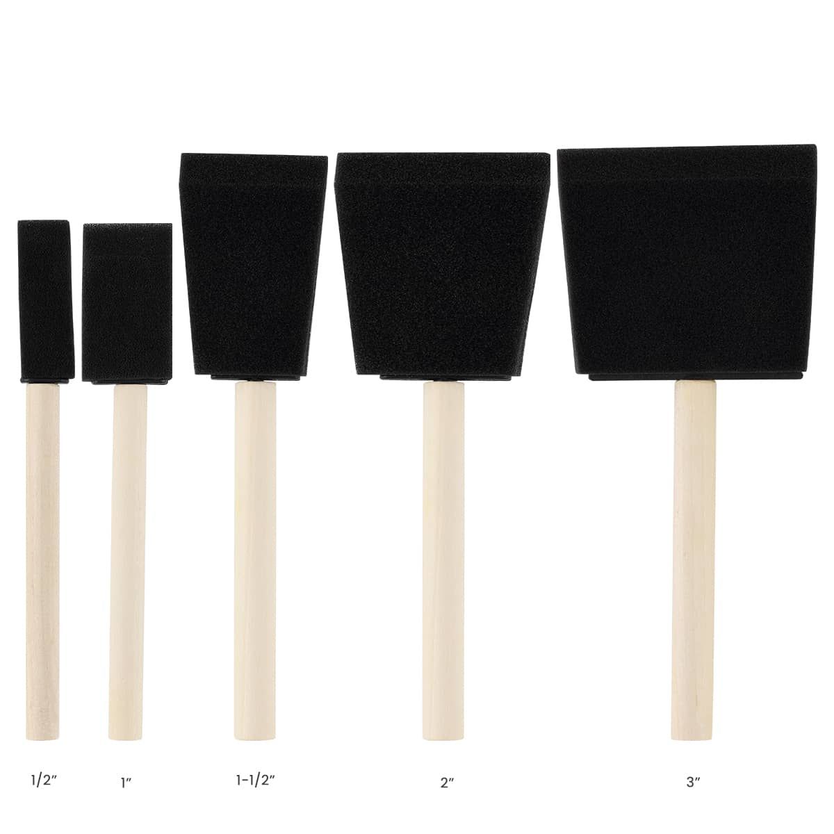 Assorted sized set available in 1/2", 1", 1-1/2", 2", and 3" foam brushes