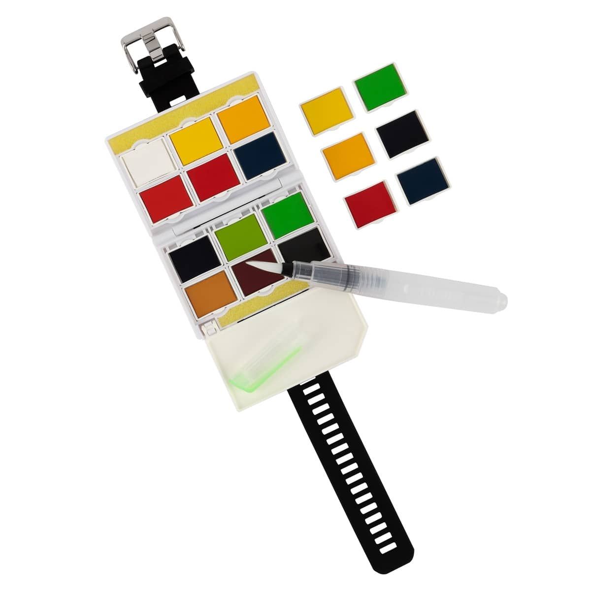 Lightweight case includes professional quality watercolor