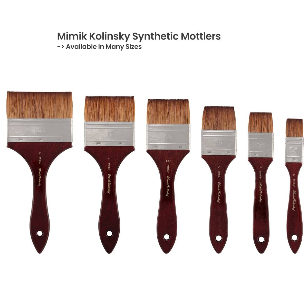 Mimik Kolinsky Synthetic Sable Short Handle Brush, Mottler Duo Set 1" & 2"