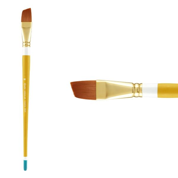 Creative Mark Qualita Golden Taklon Long Handle Brush Angular #10