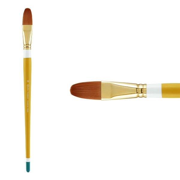 Creative Mark Qualita Golden Taklon Long Handle Brush Filbert #10